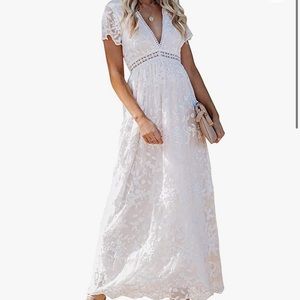 Boho Women's V Neck Floral Lace Dress